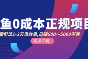 闲鱼0成本无货源正规项目，无需引流1-3天见效果，日入500-5000（价值6980）