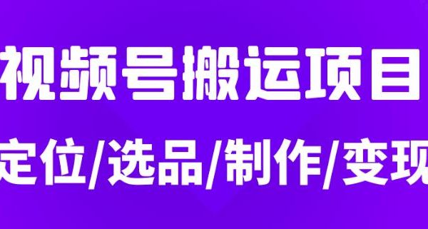 从0到1玩转视频号，月入5位数的视频号搬运项目，定位+选品+制作+变现全流程