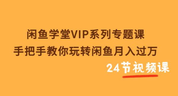 闲鱼学堂VIP系列专题课：手把手教你玩转闲鱼月入过万（共24节视频课）