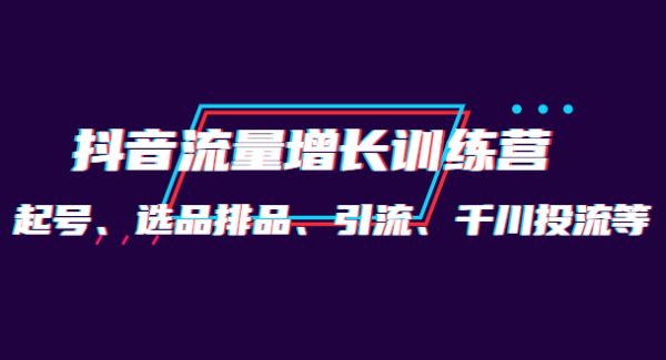 月销1.6亿实操团队·抖音流量增长训练营：起号、选品排品、引流 千川投流等