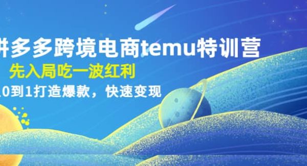 拼多多跨境电商temu特训营：先入局吃一波红利，从0到1打造爆款，快速变现