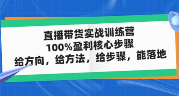 直播带货实战训练营：100%盈利核心步骤，给方向，给方法，给步骤，能落地