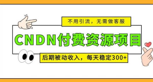 CNDN付费资源项目，不用引流，无需做客服，后期被动收入