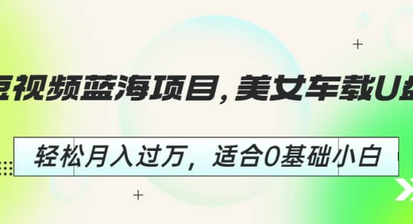 短视频蓝海项目，美女车载U盘，轻松月入过万，适合0基础小白