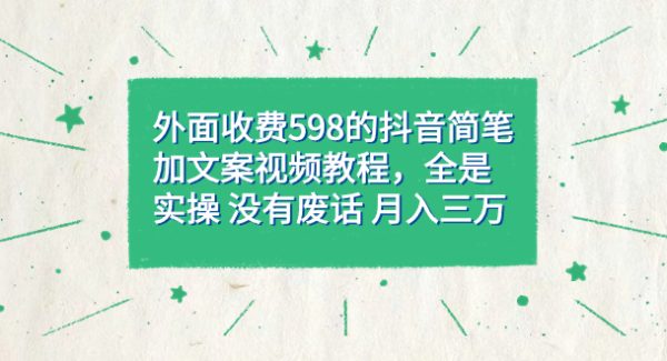 外面收费598抖音简笔加文案教程，全是实操 没有废话 月入三万（教程 资料）