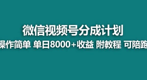 【蓝海项目】视频号分成计划，单天收益8000 ，附玩法教程！可陪跑