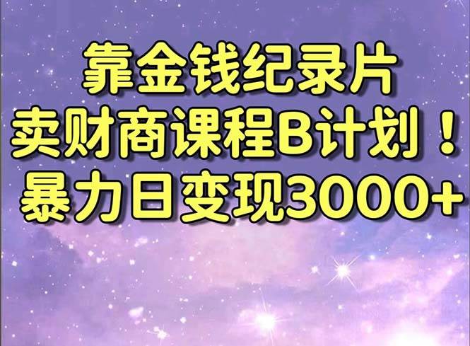 靠金钱纪录片卖财商课程B计划！暴力日变现3000+，喂饭式干货教程！