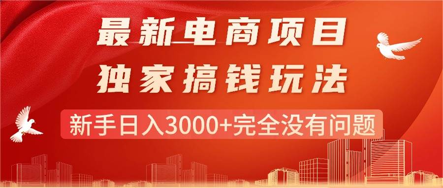 最新电商项目-搞钱玩法，新手日入3000+完全没有问题